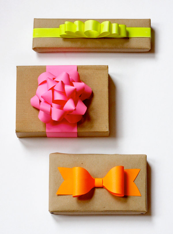 How About Orange: DIY neon paper gift bows